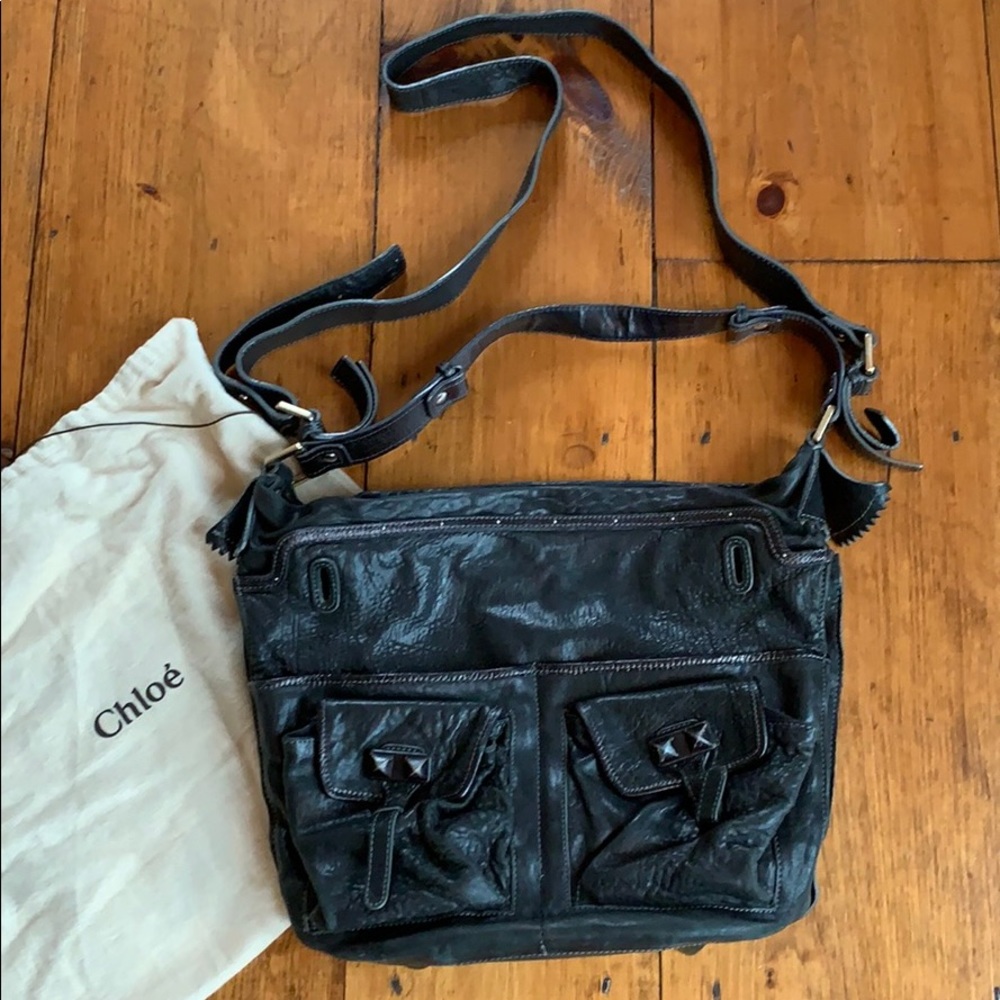 Chloe Black Leather Elvire Shoulder Bag